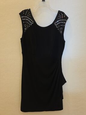 R&M Collection Embellished Ruched Mini Dress in Black Size 14W Like New